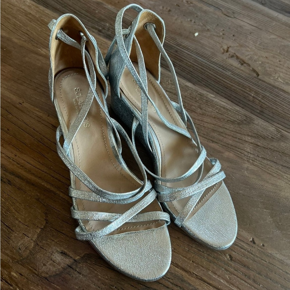 Sarah Sclarandis Wedge Silver Shoe 6.5